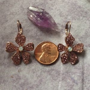 Beautiful Pink Floral Jeweled Earrings